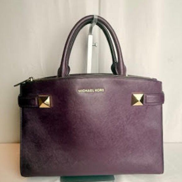 Michael Kors Saffiano Leather Satchel Plum/Purple - Picture 4 of 16